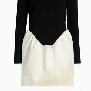 Elegant Long Sleeve Black and Cream Dress